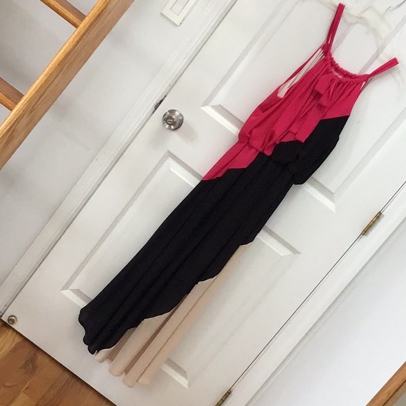 Asymmetric, hi- lo crepe cocktail dress with tie straps Size L - Picture 3 of 6